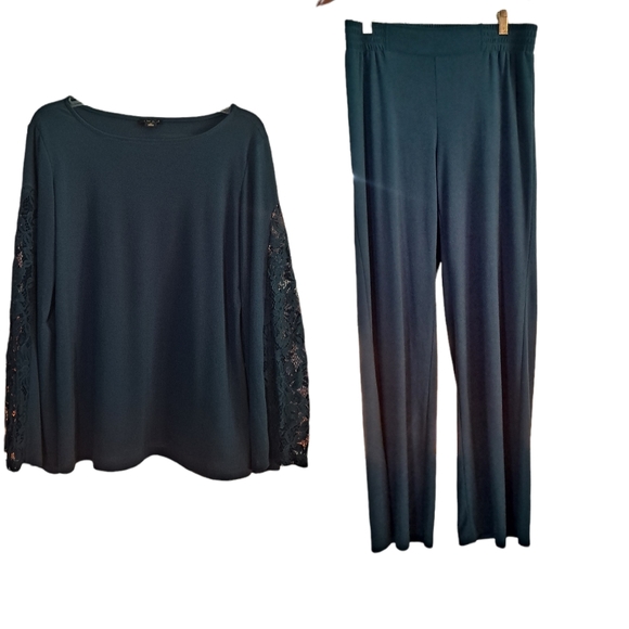 IMAN Pants - 2pc Iman Pant Set Bell Lace Sleeve and Pants